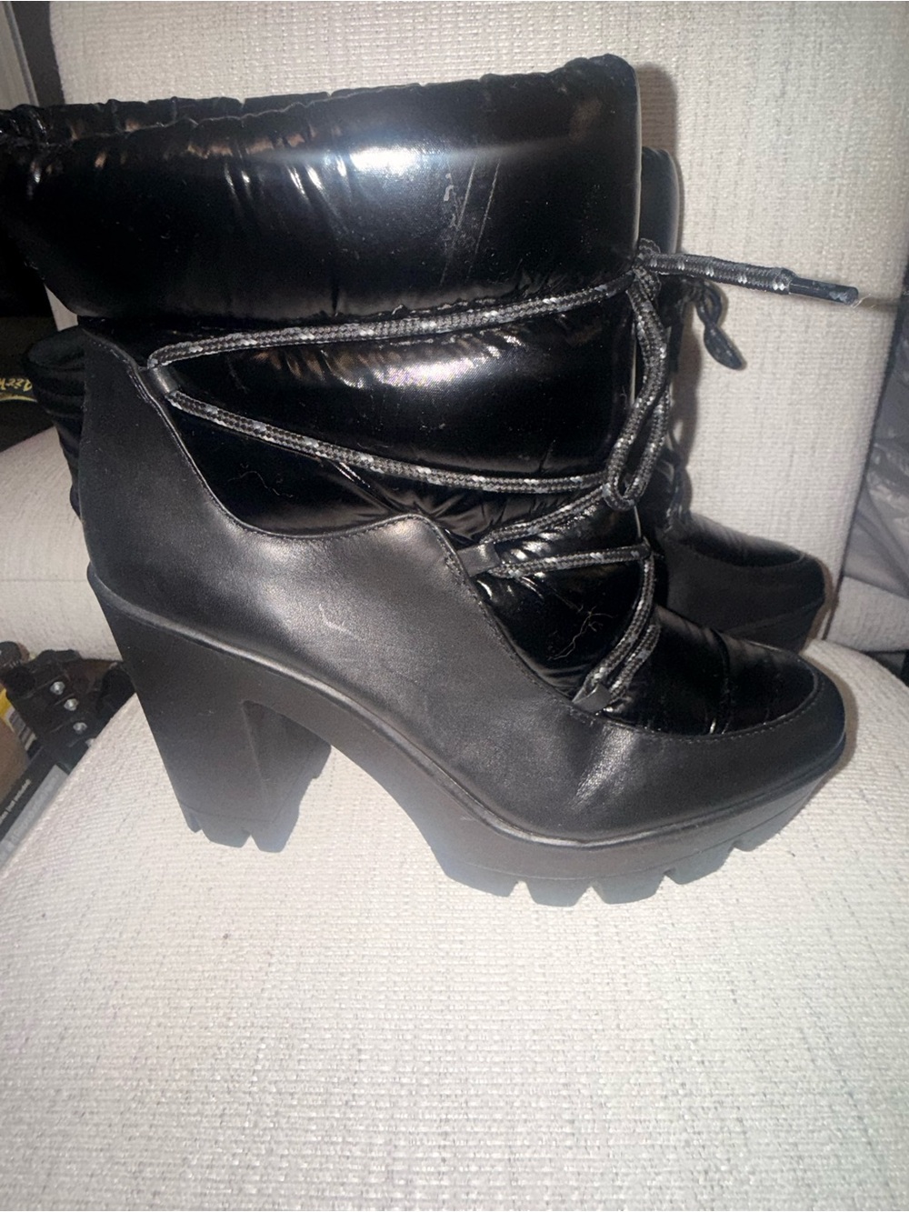 Jessica Simpson Black Lace-Up Chunky Heel Ankle Boots